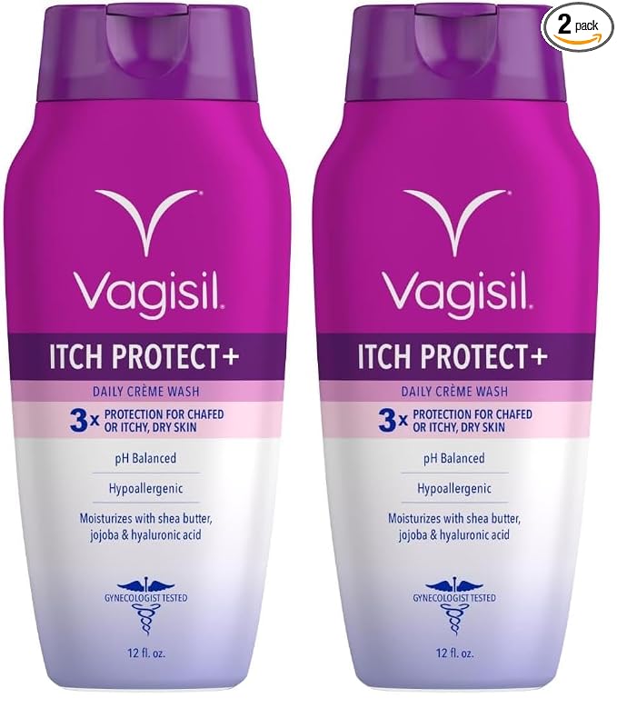 Vagisil Feminine Wash for Intimate Area Hygiene and Itchy, Dry Skin, Itch Protect+ Crème Wash, pH Balanced and Gynecologist Tested, 12oz (Pack of 2)