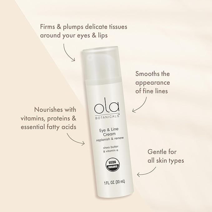 Dr. Mercola Ola Botanicals Organic Eye & Line Cream - Hydrating Botanical Blend - Aloe Vera - Jojoba & Shea Butter - Antioxidant Support - 1 fl oz