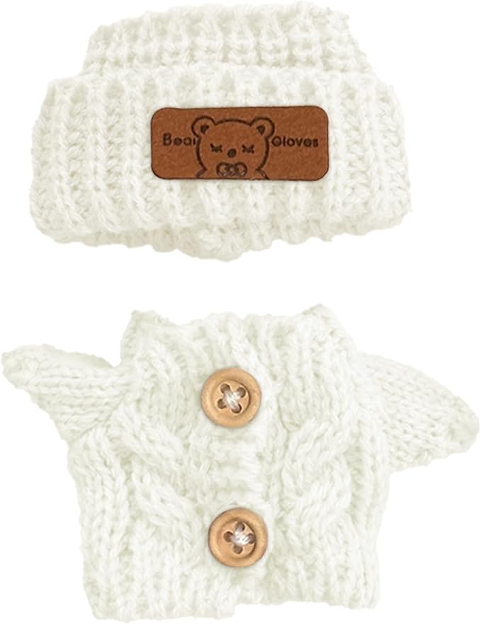 Sweater for Labubu Dolls, Clothing Accessories for labubu Blind Box (15cm & 17cm Monster Keychain, Macaron/Have a seat/Energy). White Sweater Set for Dolls.
