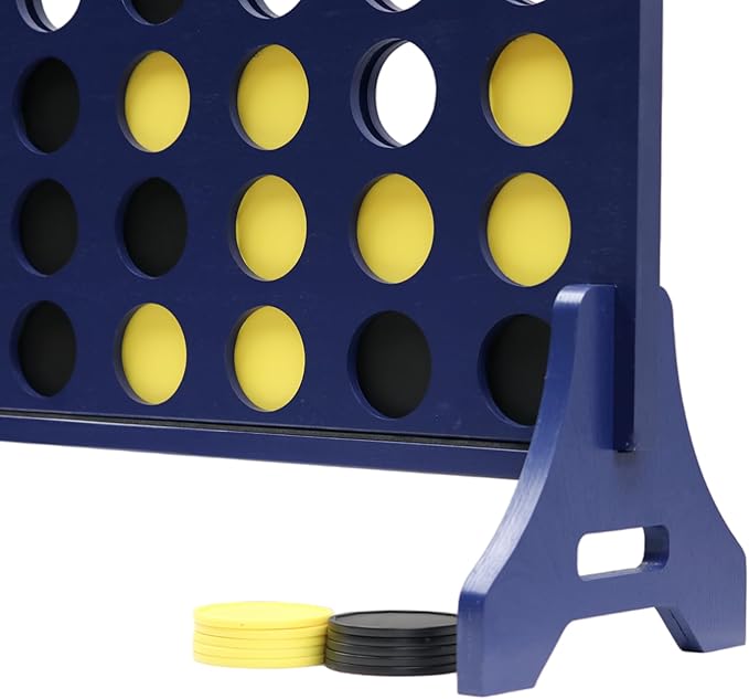 Tailgating Pros Premium Navy Giant Four in a Row with Carrying Case - Jumbo Oversized Outdoor Yard Game - Connect Multiple Pucks in a Row to Win - Many Puck Colors Available!