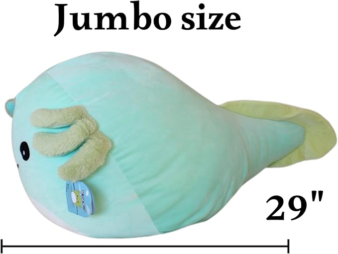 29-Inch Jumbo Axolotl Plush – Giant Stuffed Animal Toy for Kids & Adults – Soft Kawaii Squishy Plushie Pillow – Cute Axolotl Gift for Girls, Boys, Bedroom Decor