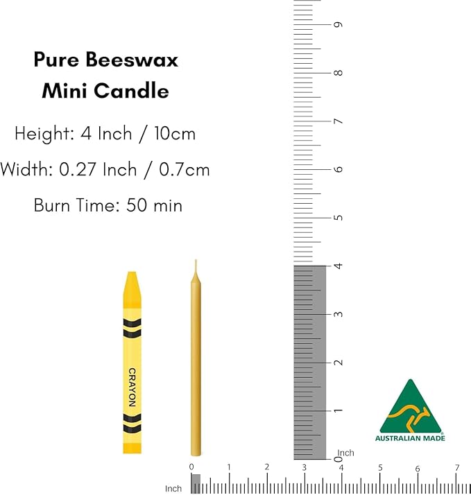 50 Minute Pure Beeswax Candles, Beeswax Meditation Candles, Refill Pack of 60 Mini Candles, Stress Releif Gifts for Women,Non Toxic Candle Made in Australia (Refills (60pcs)