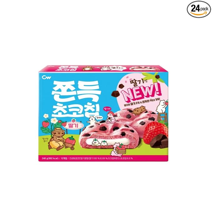 Gong Jooo MaMa CW(Chung Woo) Korean Chewy Filled Rice Cake Cookie Variety Gift Box (Choco Strawberry)