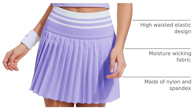 Two Piece Tennis Skirt Set for Women High Waisted Pleated Athletic Golf Skirt Sets Women 2 Piece Outfits with Pockets