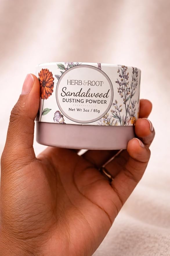 Sandalwood Dusting Powder (2 oz Travel Size) – Talc-Free Body Powder with Arrowroot & Magnesium for Odor & Moisture – Soothing Anti-Chafe Powder for Underarms, Bra Line & Body – Made in USA