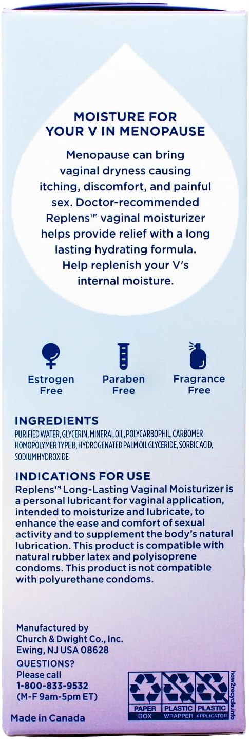 Replens Long-Lasting Vaginal Restores Vaginal Moisture Moisturizer (Pack of 2)