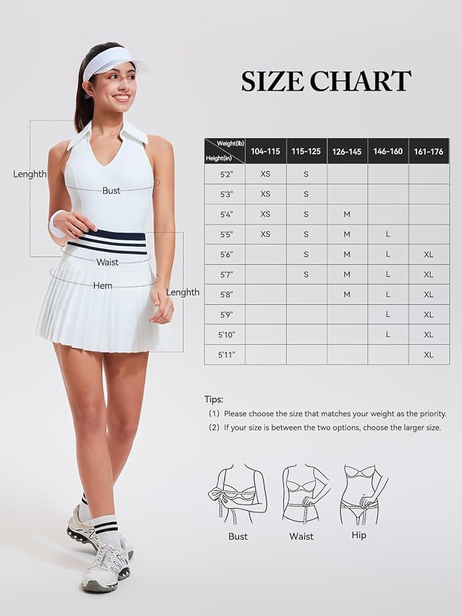 Women 2 Piece Tennis Skirt Set Polo Golf Outfits Racerback Tank Top Pleated Skort with Pockets Summer Workout Athletic Dress