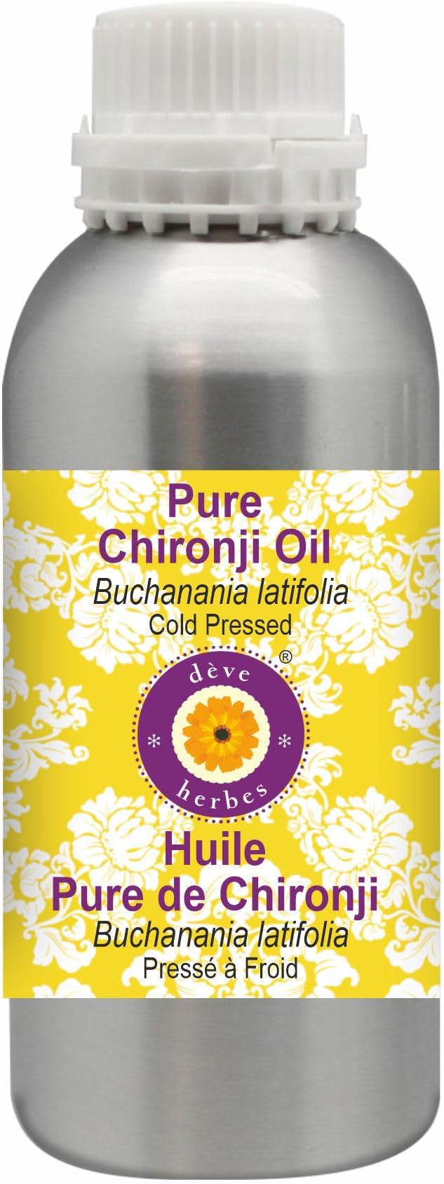 Deve Herbes Pure Chironji Oil (Buchanania latifolia) Cold Pressed 630ml (21 oz)