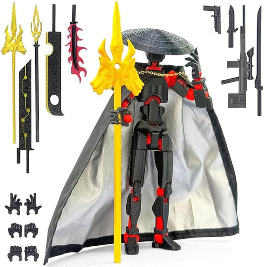 Assembly Completed T13 Action Figures,T 13 Action Figure, Robo 13 3D Printed Action Figure - The Ultimate Hero for Action-Packed Playtime,5.2 Inch (Black Red)