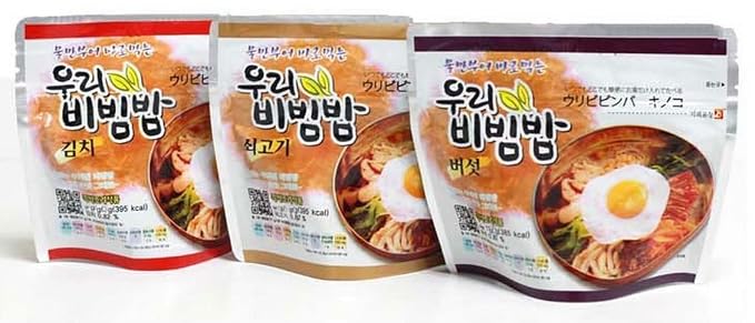 Woori's Ready to Eat Bibimbap Korean Mixed Rice Bowl100g (3.53oz) 335 Kcal - (KIMCHI, 2 PACK)