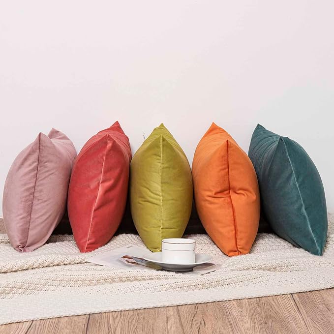 JUSPURBET 16x16 Decorative Velvet Throw Pillow Covers Set of 2,Emerald | Modern Soft Cushion Covers Cases with Hidden Zipper for Couch Sofa Bed Living Room Bedroom Home Decor