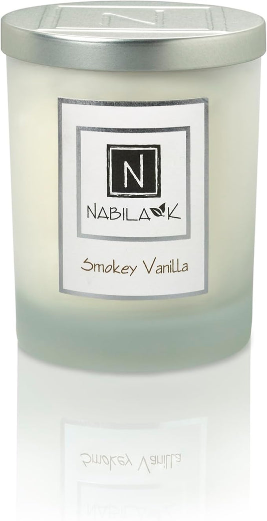 Nabila K – Smokey Vanilla - Soy-Based Candle – Anise, Nutmeg, Spicy Clove, Ginger, Sweet Vanilla, Amber - Hand-Poured - Cotton Wick - Aromatherapy Candle w/Essential Oils - Made in USA - 14 oz
