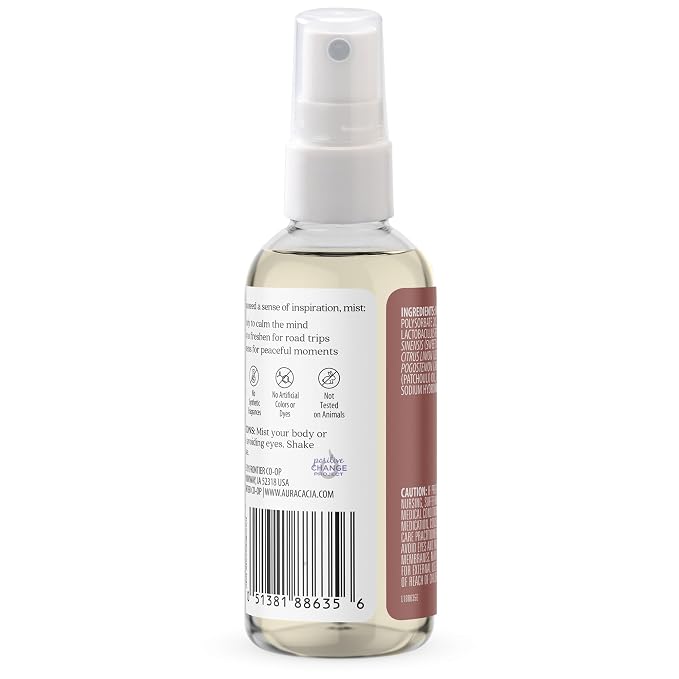 Aura Cacia Patchouli and Sweet Orange Aromatherapy Mist - Body and Room Spray with Pure Essential Oils for Refreshing, Soothing Aromatherapy | 4 Fl Oz (Pack of 1)