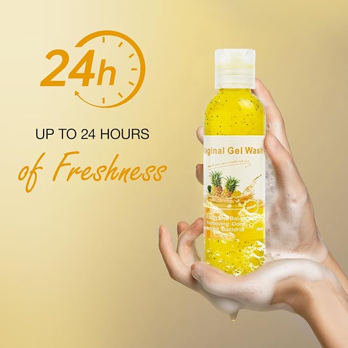 BASSI 2PCS Feminine Wash for Women pH Balance, All Natural Yoni Wash Body Wash Hygiene Vagina Wash Soap for Women Moisturizing Remove Odor Intimate Health, 5.07 Fl Oz, Pineapple Scent