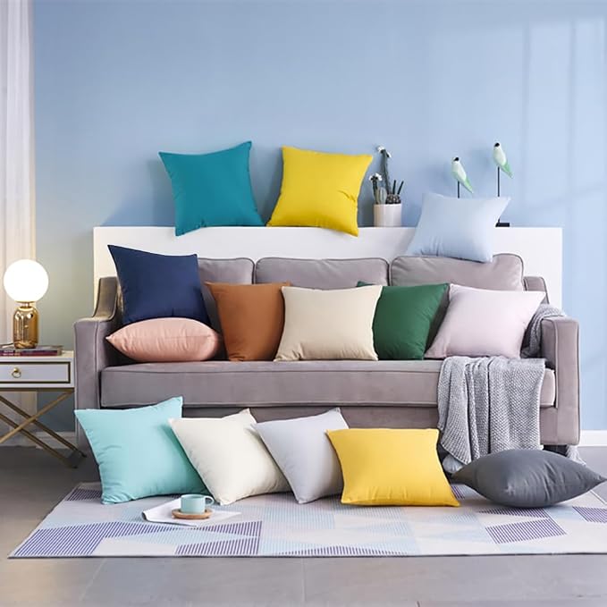 Thmyo 4-Pack 100% Cotton Comfortable Solid Decorative Throw Pillow Case Square Cushion Cover Pillowcase Sublimation Blank Pillow Covers Christmas DIY Throw Pillowcase(18x18inch/45x45cm,Midnight Blue)
