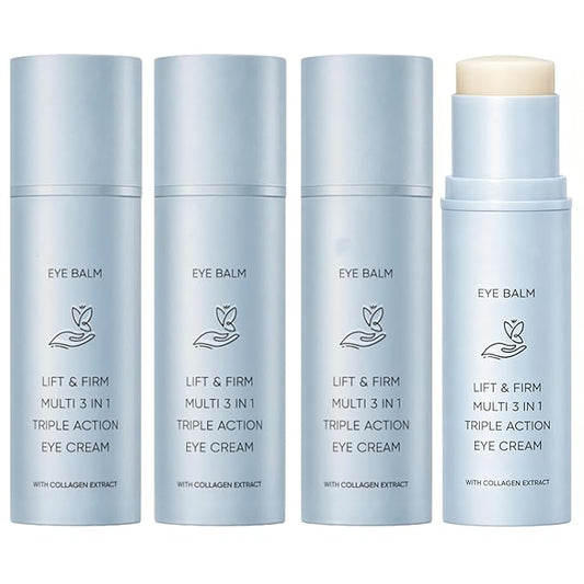 Korean Under Eye Balm, Hydrating Eye Balm Stick for Mature Skin, Collagen-Infused Multi Balm, Firming and Smoothing Eye Care Stick, Lightweight 3-in-1 Formula for Fine Lines (3pcs)