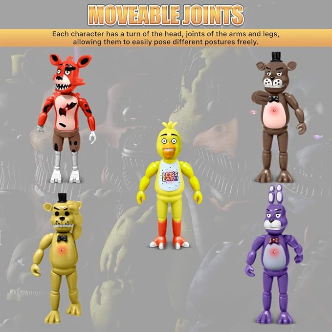 Action Figures Set, 5 Pcs Action Figures Toys, 5.5 Inches Movable Joints Collectible Toys Set with Light for Toys Dolls Gifts Cake Toppers