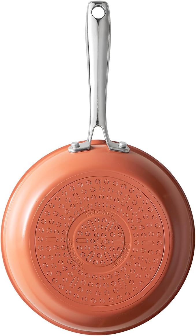 Redchef Egg Pan Nonstick, Small Ceramic Skillet for Gas & Electric Stoves, Easy Clean & Dishwasher Safe, Durable Riveted Handle, PTFE & PFAS & PFOA Free, Pumpkin Orange, 8 Inch