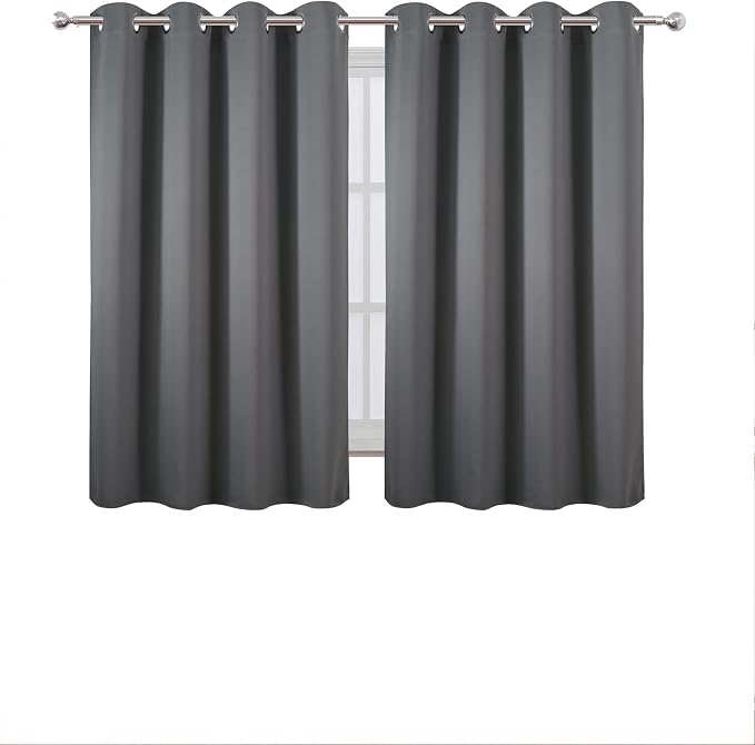 LEMOMO Blackout Curtains 66 x 54 Inch Long Frost Grey Curtains Set of 2 Panels Room Darkening Curtains for Bedroom and Living Room