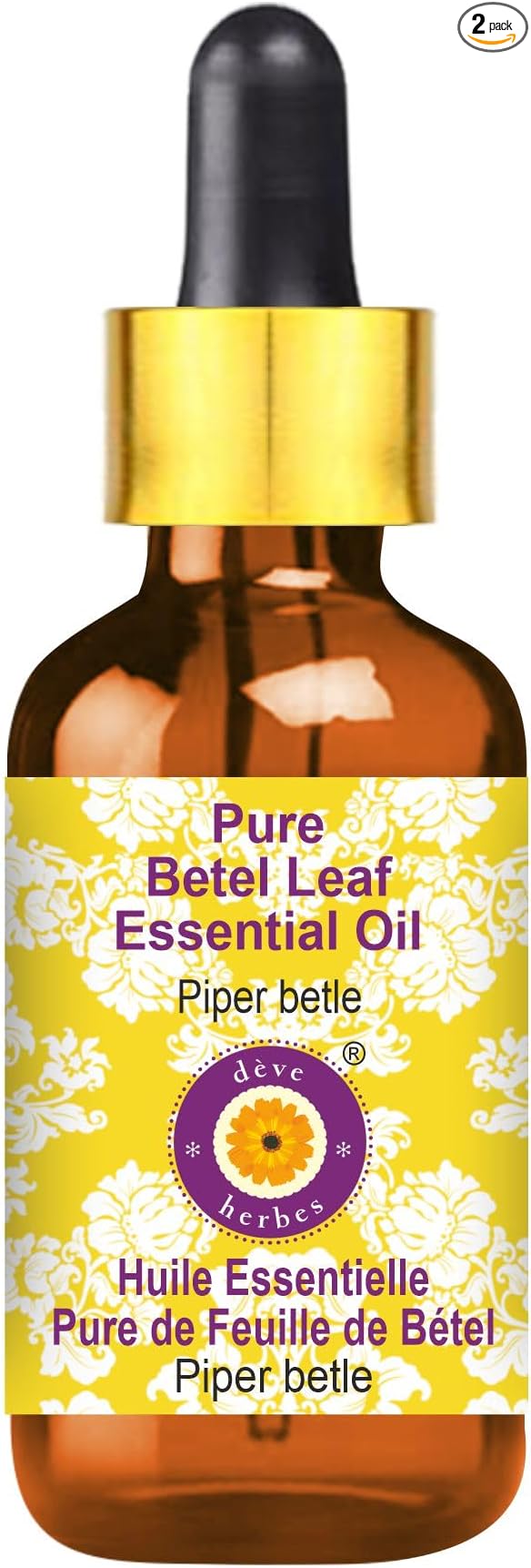 Deve Herbes Pure Betel Leaf Essential Oil (Piper betle) with Glass Dropper Steam Distilled 15ml (0.50 oz)