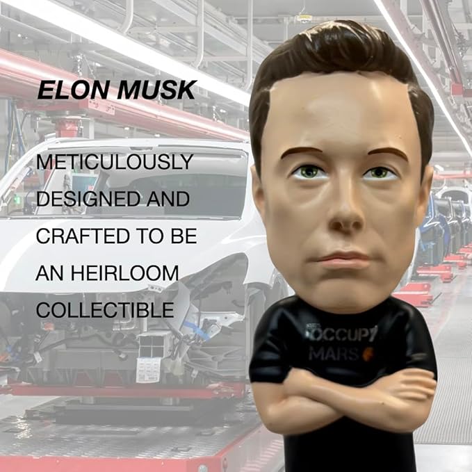 Elon Musk Bobblehead, Entrepreneur and American Patriot, Trump Doge, Premium Polyresin Collectible Statue, 8 Inches Tall, World Leaders Series, Patriots