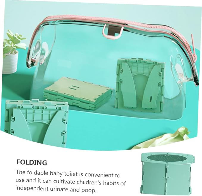 LIOOBO 1pc Portable Folding Toilet for Boys and Girls Travel Potty Trainer Compact and Folding Toilet Green for Home Car and Outdoor Use