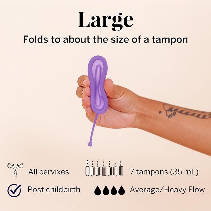 Pixie Menstrual Disc for Feminine Care - Ranked 1 for Best Tampon Alternative Period Disc - 100% Medical-Grade Silicone - Removes Like a Tampon - Wear 12 Hours - Capacity of 7 Tampons (Large)