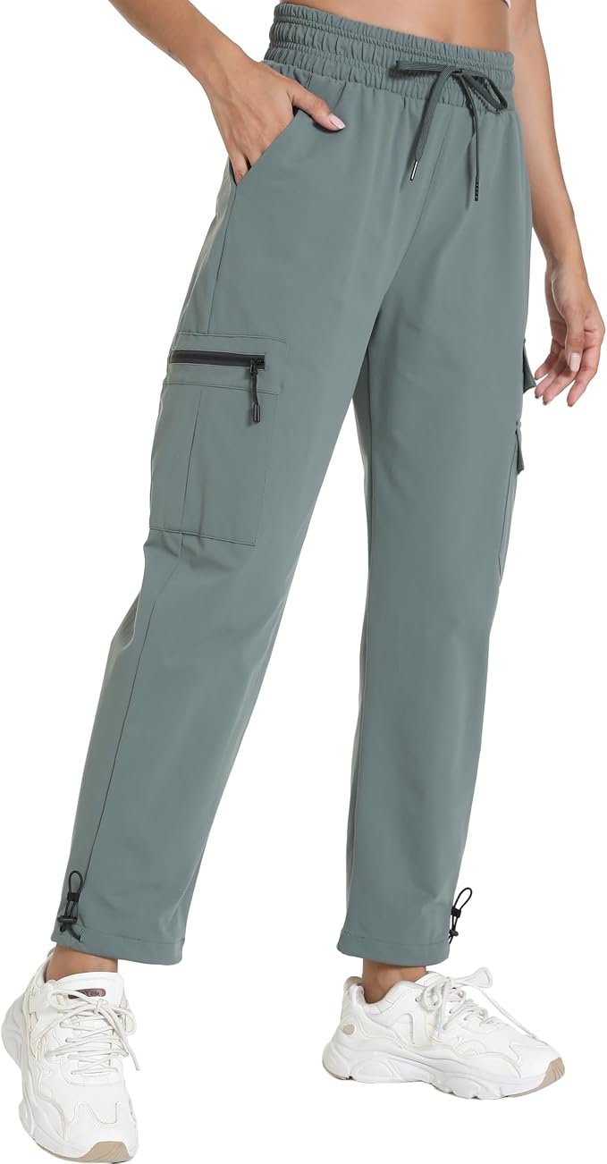 Rrosseyz Women's Hiking Pants with Pockets - Lightweight Water Resistant Joggers Cargo Pants for Casual Travel Golf Outdoor