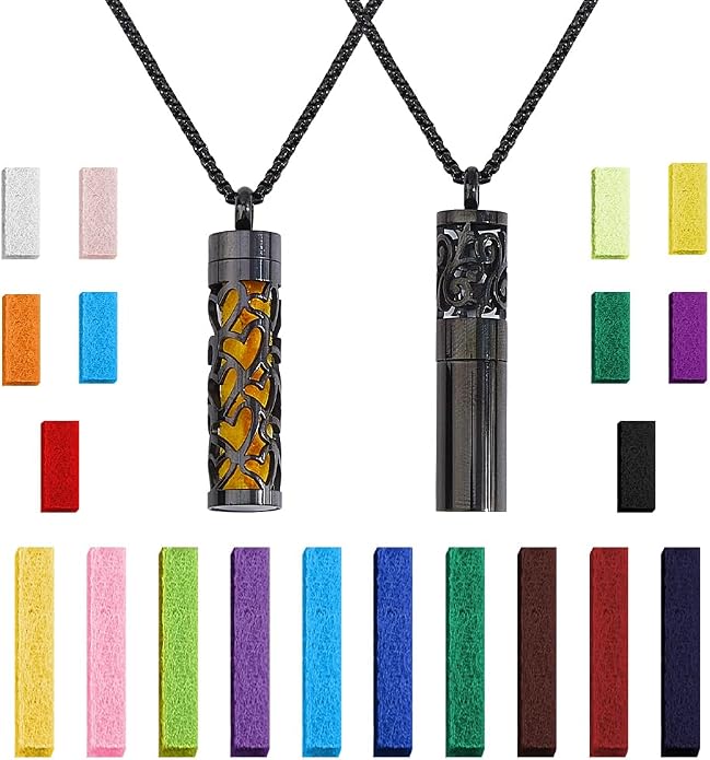 SUPERFINDINGS 2 Styles Essential Oil Necklaces Perfume Pendant Necklaces with 20 Felt Pads Diffuser Locket Necklace Essential Oil Jewelry Gift Oil Pendant Aromatherapy for Christmas Birthday