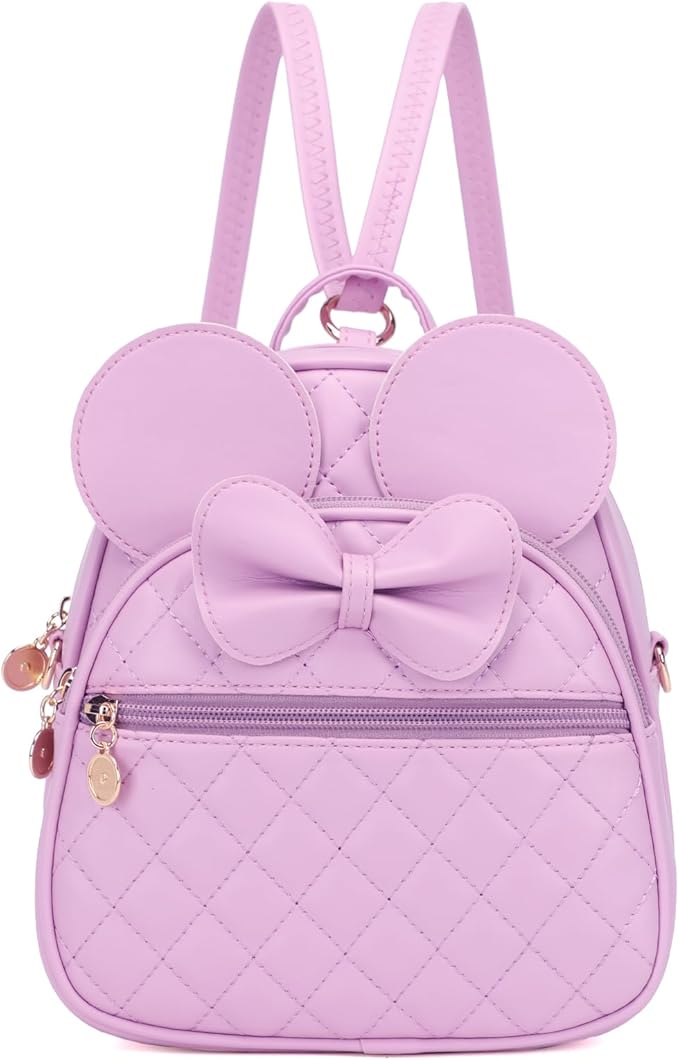 KL928 Girls Mini Backpack Bowknot Polka Dot Cute Small Daypacks Convertible Shoulder Bag Purse for Women
