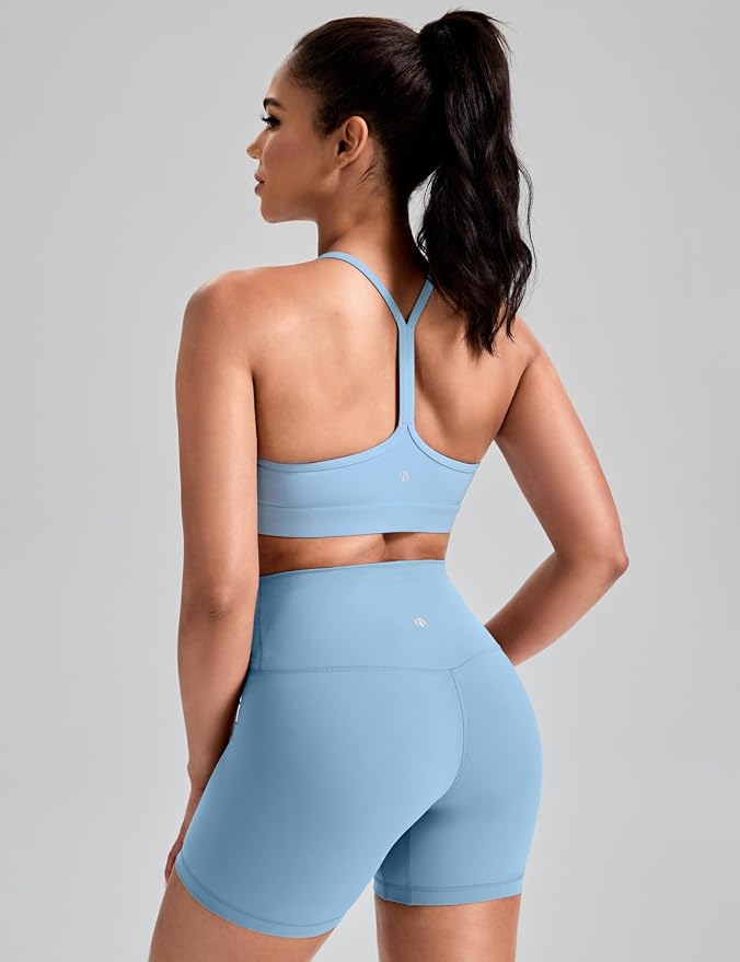 HeyNuts to Freest Womens Y Back Sports Bra, Spaghetti Strap Racerback Low Impact Workout Yoga Tops Padded A-C Cups *Updated