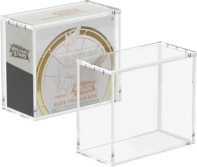 ETB Acrylic Case 3 Pack Elite Trainer Box Protector 8mm Thick Magnetic Lid 6 Magnets UV Protection Dustproof Display Case Easy Top Loading Compatible with Elite Trainer Boxes