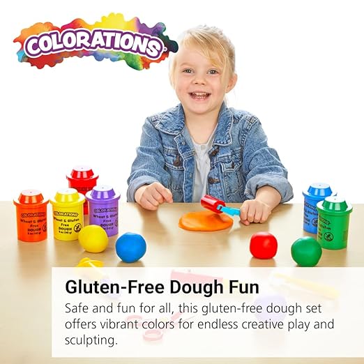 Colorations Wheat & Gluten Free Classic Dough - 6 Colors (5oz Each) | Non-Toxic, Play Dough, Bulk Set, Sensory Kit, Party Favors, Classroom Pack