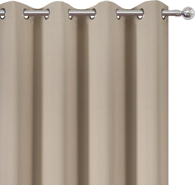 LEMOMO Blackout Curtains 66 x 95 inch/Khaki Curtains Set of 2 Panels/Thermal Insulated Room Darkening Bedroom Curtains