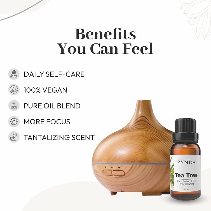 Tea Tree Essential Oil for Skin – 100% Pure & Natural | Organic Tea Tree Oil for Hair, Face & Scalp | Uncut • Raw • Very Potent Essential Oils for Daily Care, Aromatherapy & Refreshing Cleanse