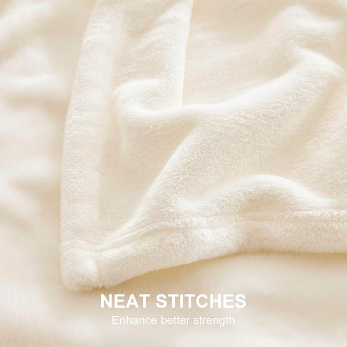 Hansleep Full Beige Fleece Blanket, Soft Flannel Bed Blanket | Fuzzy Cozy Blanket 84x90 Inches, Multi-use for Bed, Sofa, Couch, Travel, Camping, All Season Warm Lightweight Cover