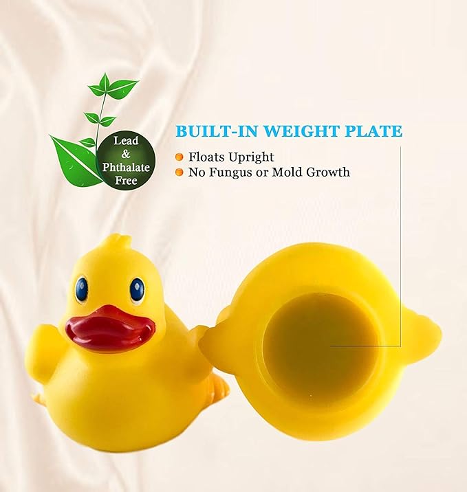 3" Rubber Duck [Sealed Hole, Floats Upright] - Baby Safe Bathtub Bathing Toy - Chef Rubber Duck