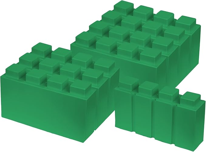 EverBlock 12' x 3' Line Half Plastic Modular Block Bulk Pack | Giant Building Blocks | Easy to Connect & Reuse | Indoor & Outdoor Use | Build Displays & Structures | Green