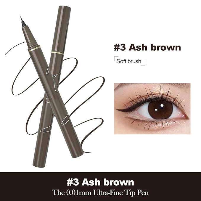 Ultra Fine Liquid Eyeliner Pencils- Slim Felt Tip for Precise Eye Lines, Waterproof, Smudge Proof & Quick-Drying, Winged Liner and Inner Corner. Long Lasting All Day Makeup, Smooth & Lightweight