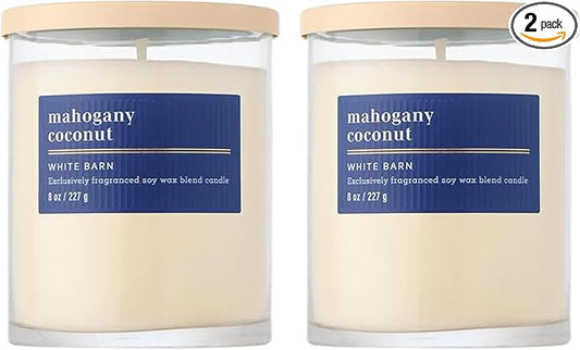 Bath & Body Works Single Wick Candle, Mahogany Coconut Candle, Long-Lasting Burn Up to 45 Hours, Exclusively Fragranced Soy Wax Blend, 8 oz - 2 Pack