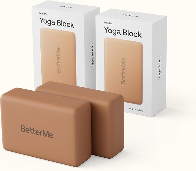 BetterMe Yoga Blocks Set of 2 – High Density Foam Yoga Blocks for Stretching, Pilates & Workouts – Lightweight Non-Slip Exercise Blocks for Flexibility & Balance