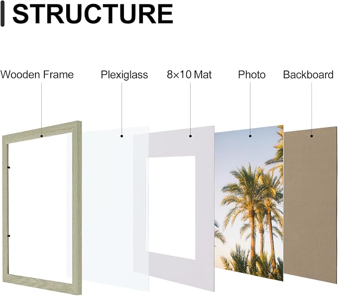 Vittanly 11x14 Picture Frames Set of 9 for Wall Mounting, Driftwood | Display Pictures 8x10 with Mat or 11x14 without Mat, Engineered Wood with Shatter Resistant Plexiglass, Gallery Photo Frames