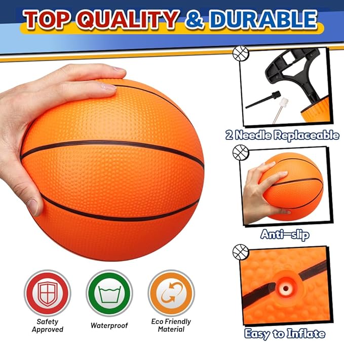 4 PCS 8.5inch Basketball for Kids Adults, Replacement Ball for Swimming Pool, Realistic Bounceand Grip for Indoor and Outdoor Play