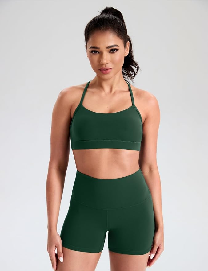 HeyNuts to Freest Womens Y Back Sports Bra, Spaghetti Strap Racerback Low Impact Workout Yoga Tops Padded A-C Cups *Updated