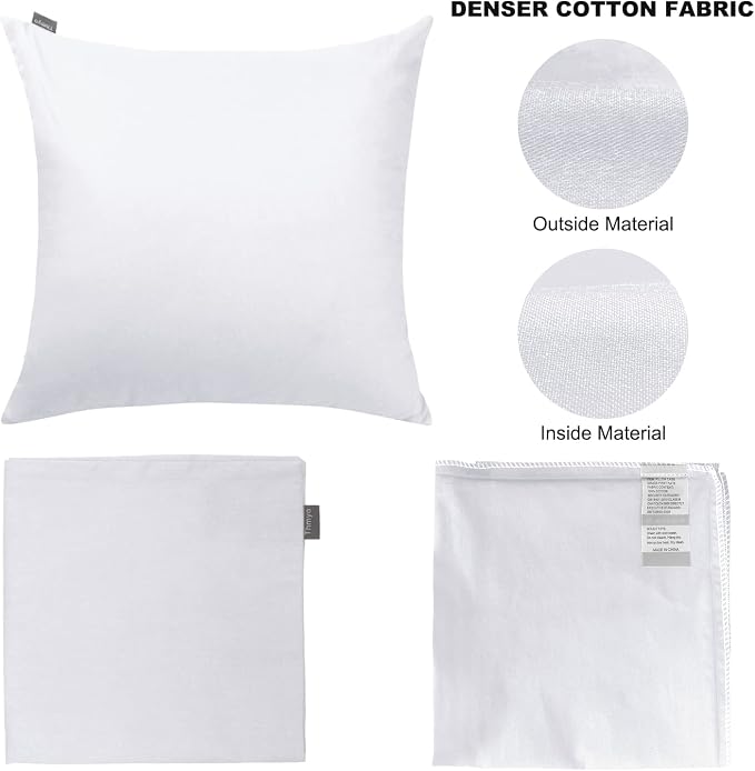 Thmyo 4-Pack 100% Cotton Comfortable Solid Decorative Throw Pillow Case Square Cushion Cover Pillowcase Sublimation Blank Pillow Covers DIY Throw Pillowcase for Sofa Christmas(24x24inch/60x60cm,White)
