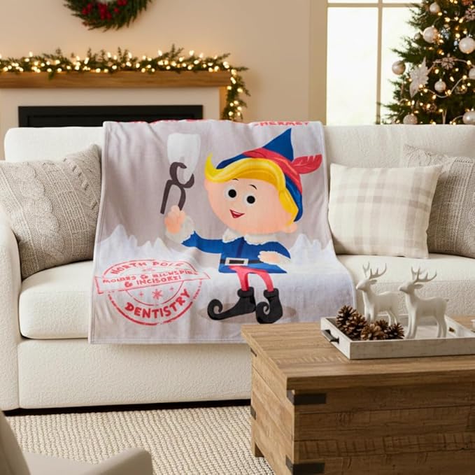 Collectibles Rudolph Hermey The Elf Dentist Holiday Bedding Super Soft Cozy Throw, 46 in x 60 in, (Officially Licensed Product) by Franco