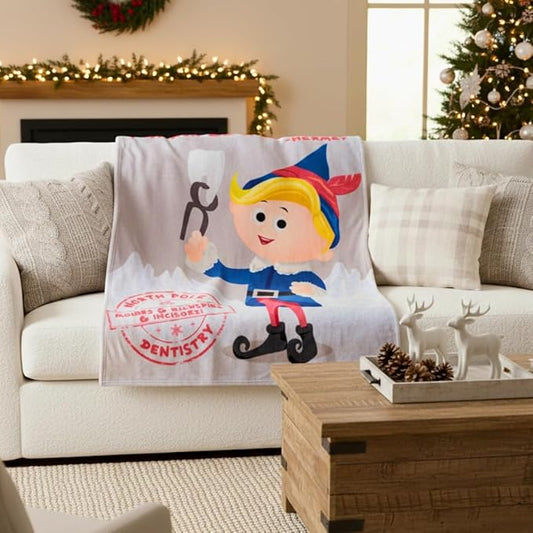 Collectibles Rudolph Hermey The Elf Dentist Holiday Bedding Super Soft Cozy Throw, 46 in x 60 in, (Officially Licensed Product) by Franco