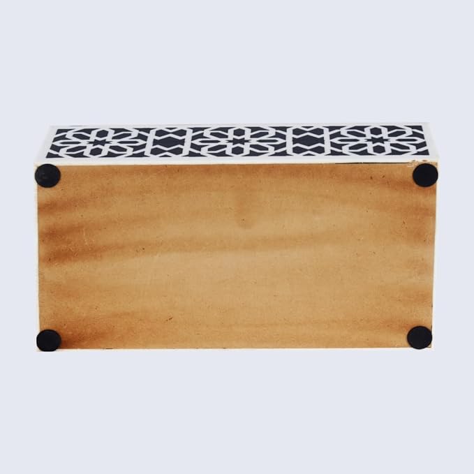 Handicrafts Home Decorative Storage Box with Lid, Black White Persian Mosaic Box, Islamic Rosette Pattern Coffee Table Organizer, Keepsake Box for Living Room & Console Decor, Shiraz 10 x 4.5 x 2.5