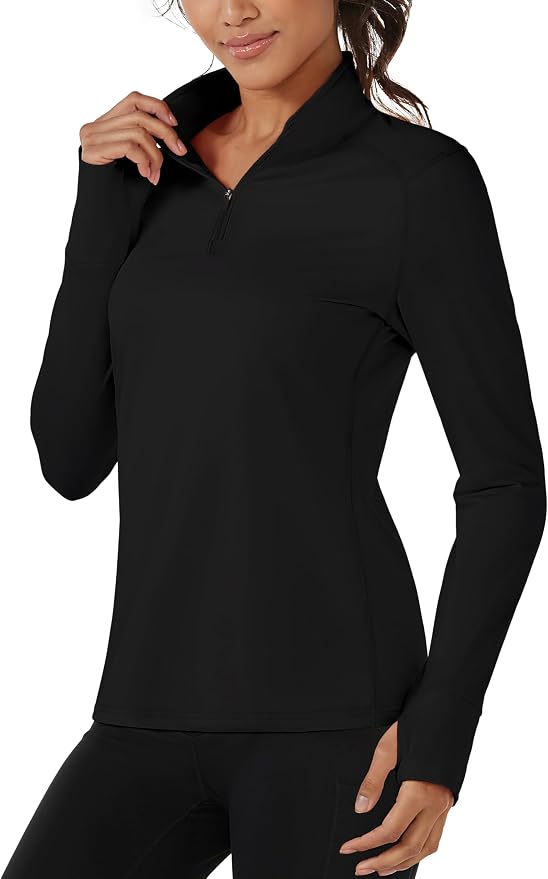 TACVASEN Women's Quarter Zip Sweatshirt Fleece Long Sleeve Workout Pullover | Lightweight Breathable Thermal Fabric,Mock Neck Design,Athletic Tops,Ideal for Gym Running Activities