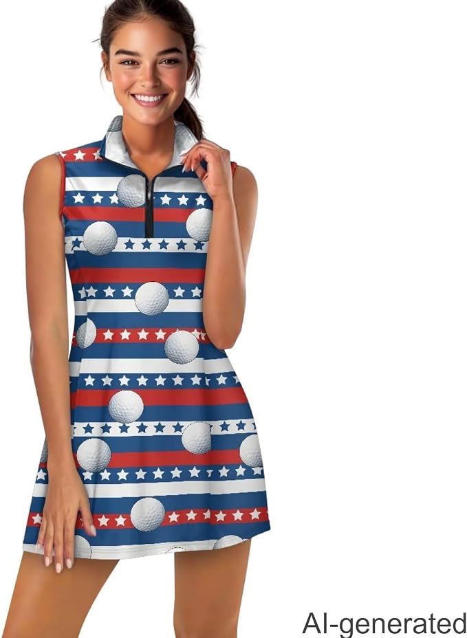 Golf Dress Tennis Dresses for Women with Built in Shorts and Pockets Sleeveless Athletic Dress Workout Dress
